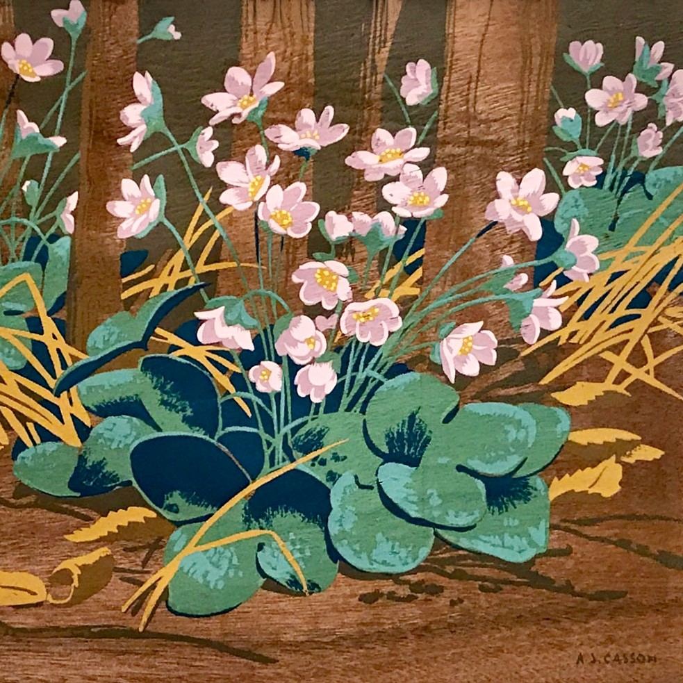 A.J. Casson Purple Flowers Silkscreen