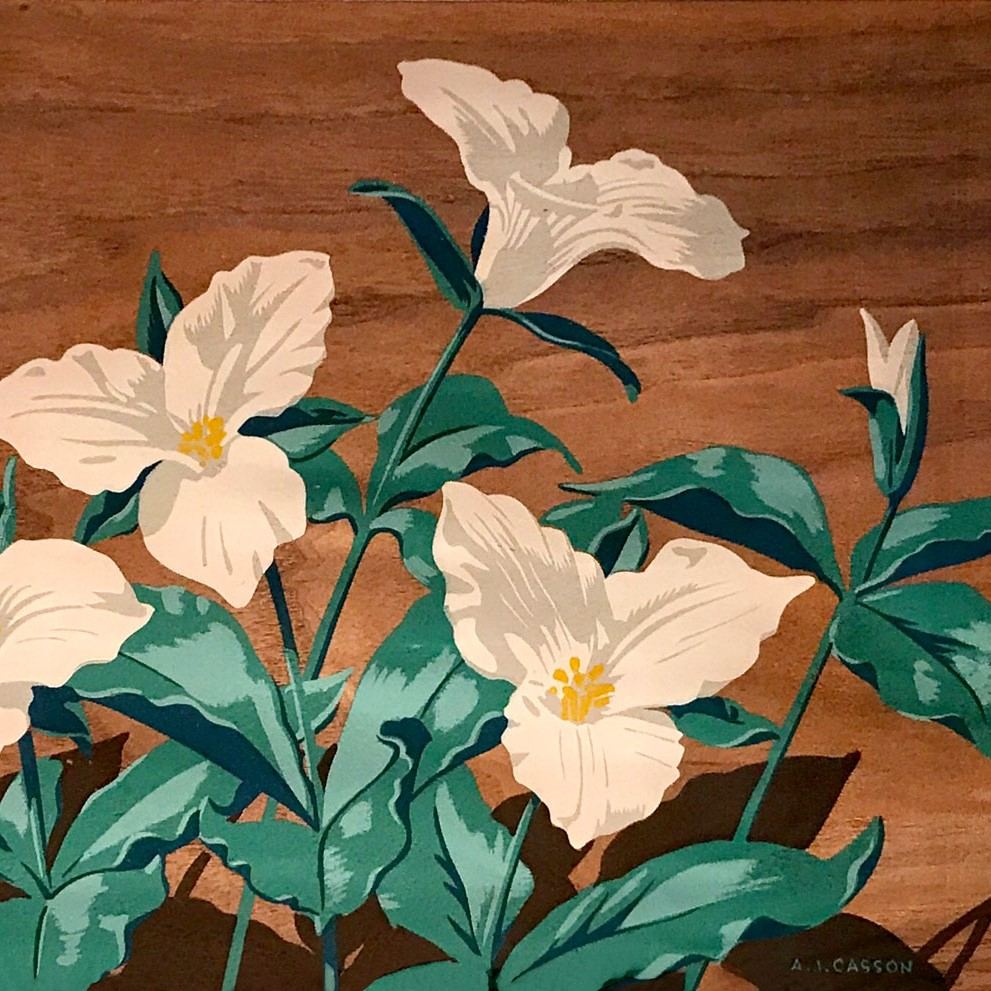 A.J. Casson White Flowers Silkscreen