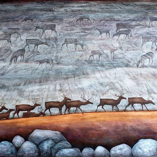Judith Currelly Caribou Tracks Painting
