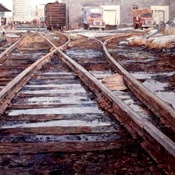 Wilf Perreault Lone Rail Car Painting