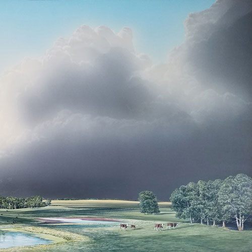 W.H. Webb Parkland Cattle and Storm painting